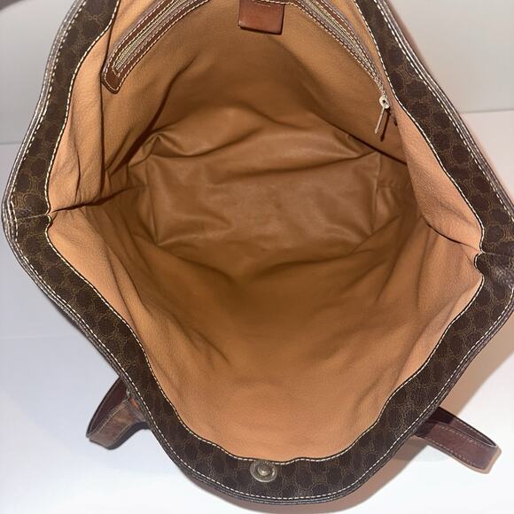 Authentic Celine Macadam Monogram Canvas Tote Bag with Leather Straps shoulder - Picture 12 of 16